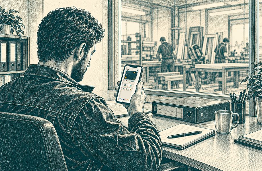 Fattura: Mano col telefono, invio confermato