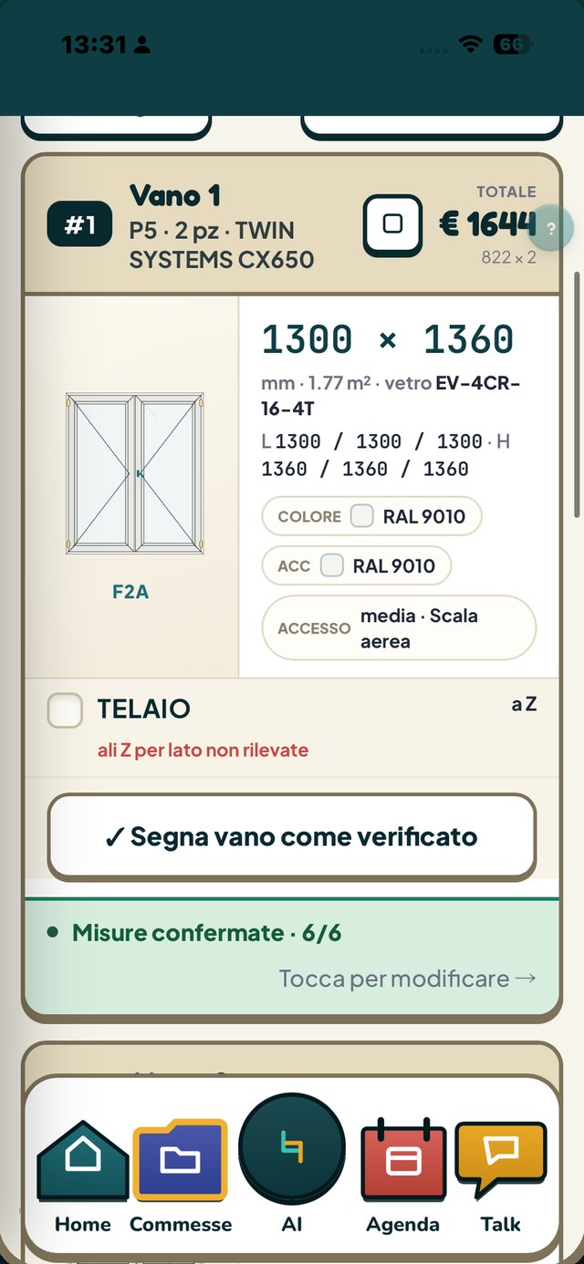 Il prezzo calcolato vano per vano